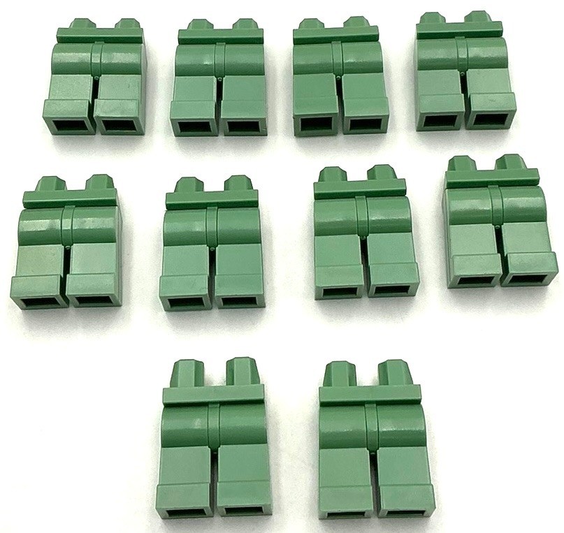 Lego 10 New Sand Green Minifigure Pants Legs Plain Parts