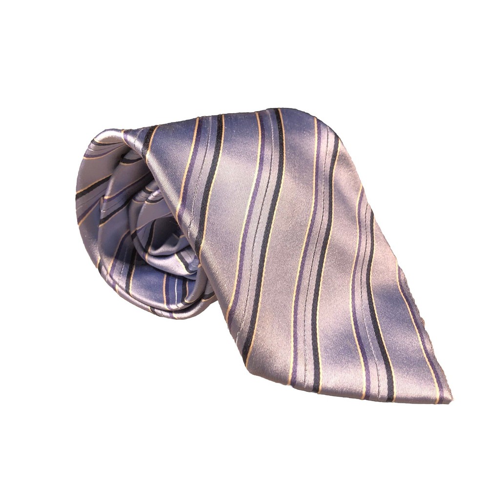 Donald Trump Signature Collection Blue White Striped 100% Silk Tie  