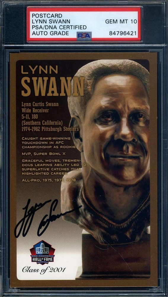 Lynn Swann Gem Mint 10 PSA DNA Signed HOF Bronze Bust Postcard Autographed