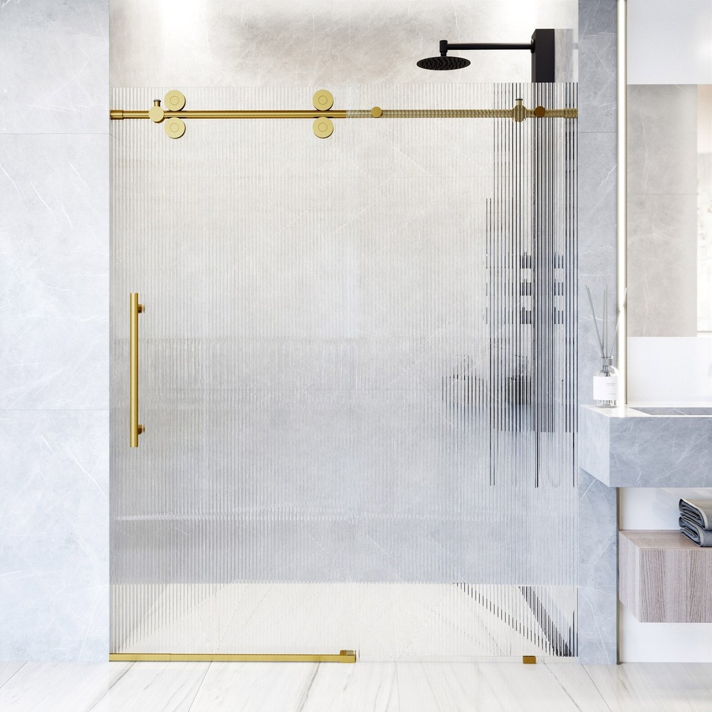 Vigo Elan 74H x 60W Frameless Sliding Shower Door in Brushed Nickel
