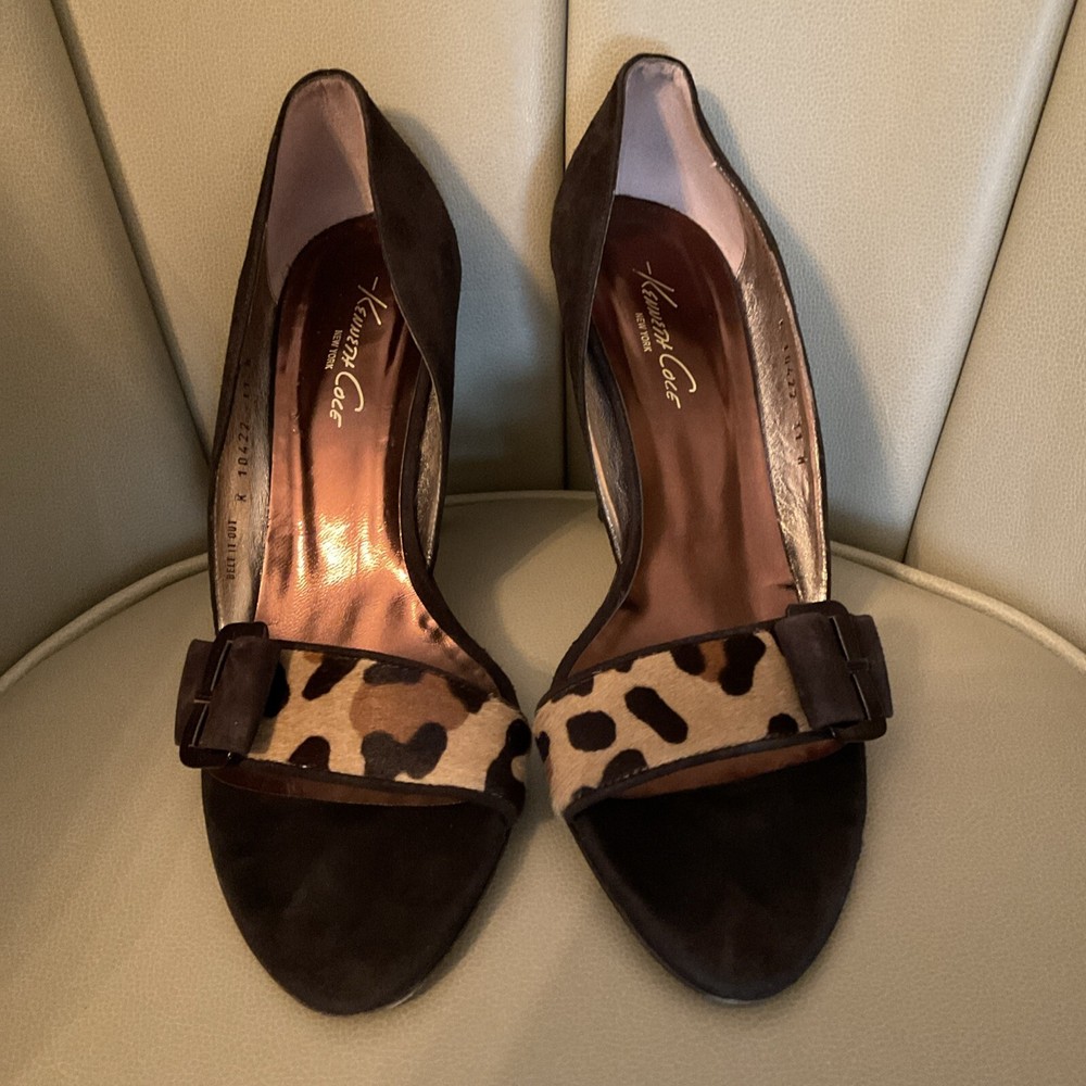 Kenneth Cole Leopard Print Stiletto Heels Brown Size 11 Lightly Worn