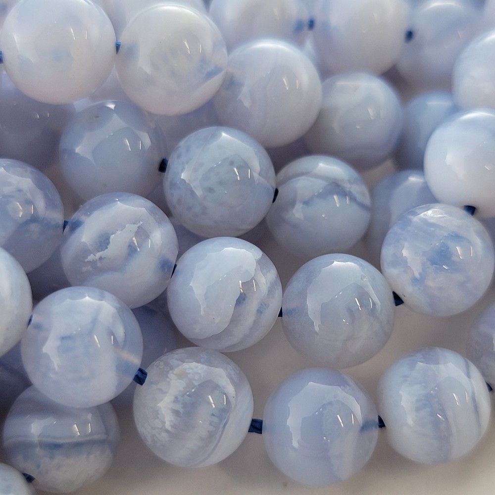 Blue Lace Agate Beads 6Mm 8Mm Genuine Gemstone Natural Smooth Round Beads