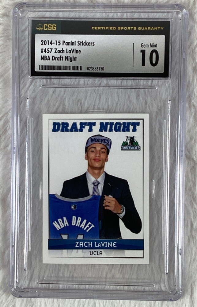 2014-15 Panini Stickers Draft Night #457 CSG 10 GEM/MT Zach LaVine Minnesota Timberwolves Rookie Card