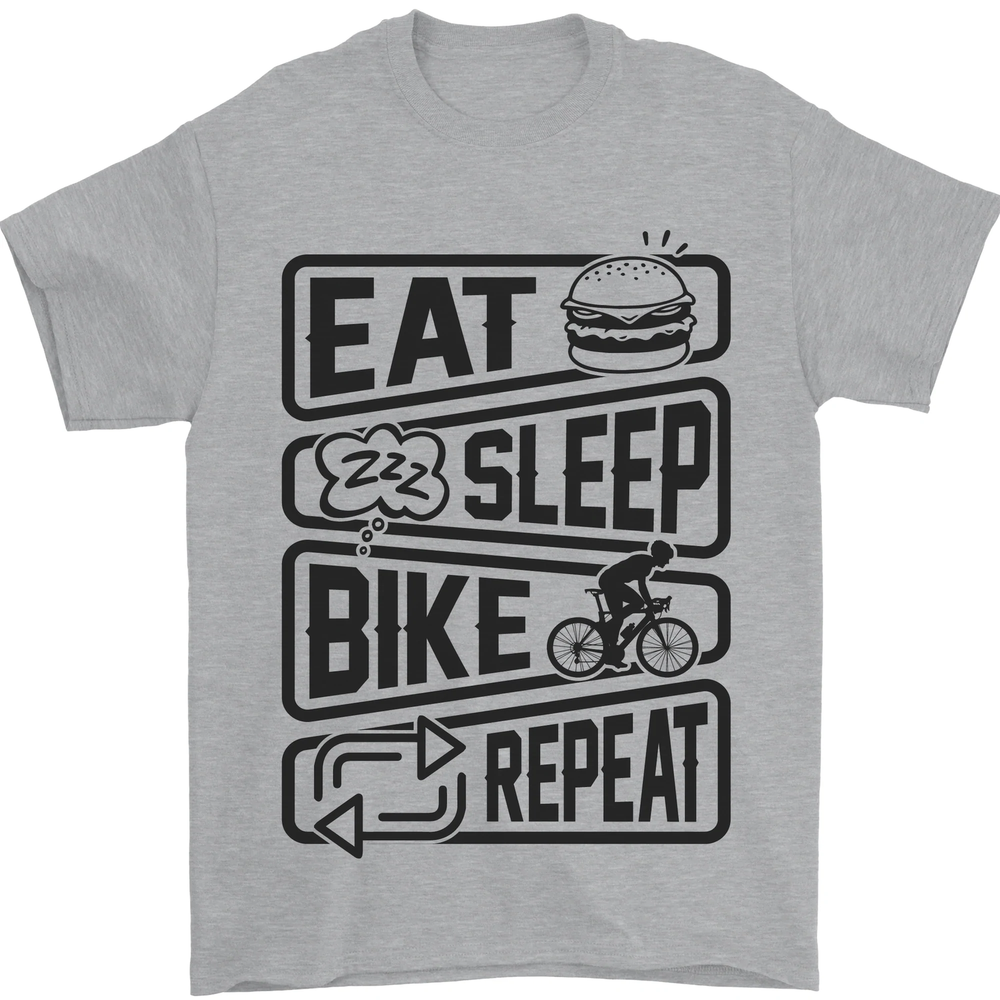 Funny Cycling Eat Sleep Bike Repeat Cotton Men’s T-Shirt