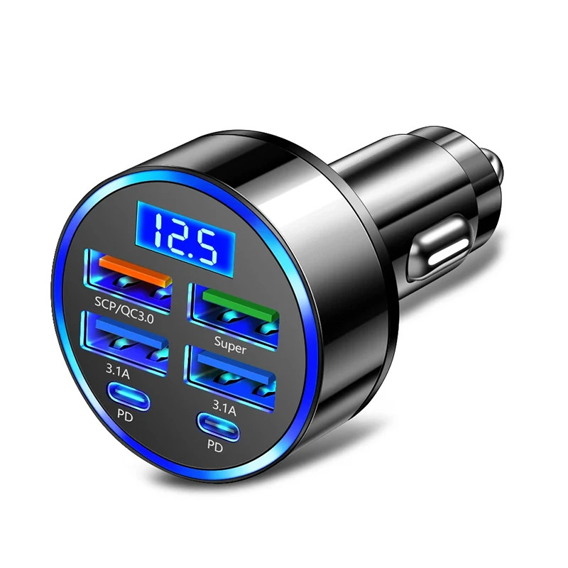 4 USB 6 Ports Super Fast Car Charger Adapter for iPhone Samsung Android Phone