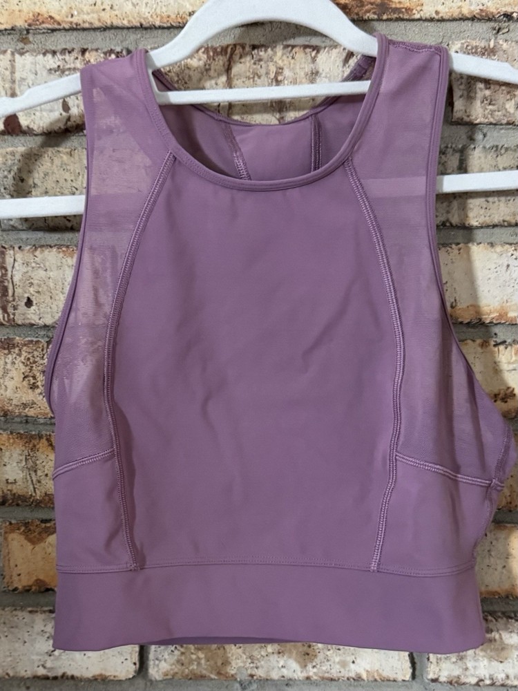 Lululemon Purple Cropped Athletic Tank Racerback Crew Neck Stretch Sleeveless