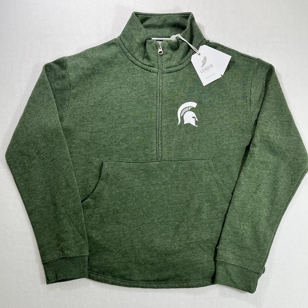 Michigan State Women's Medium 1/4 Zip Pullover Pockets League 91 Green NCAA New