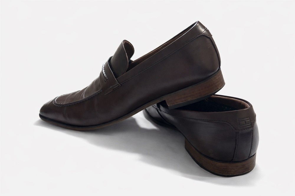 Men's Brown Leather Loafer Dress Shoes Square Toe Slip On