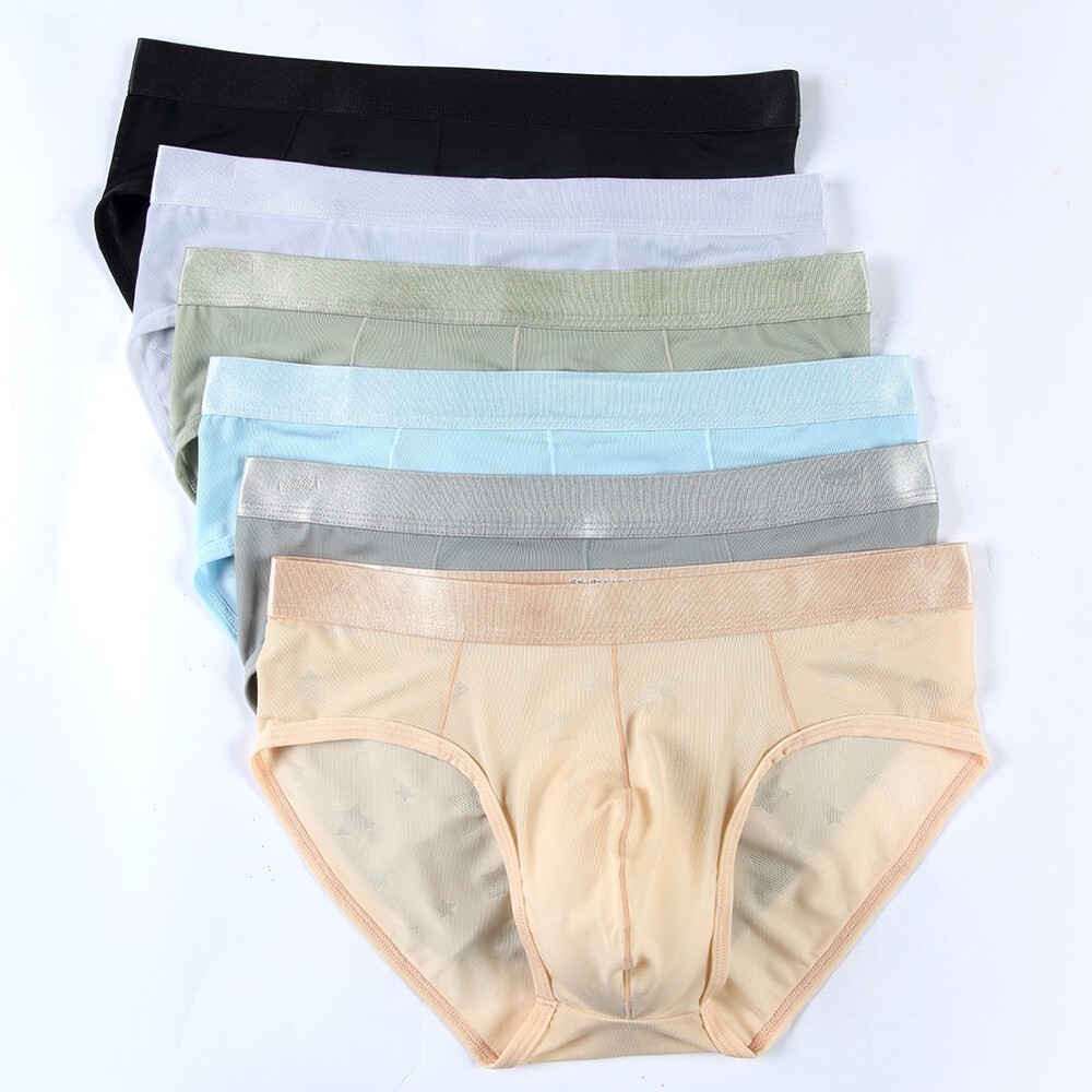 Underwear Bulge Pouch For All Seasons Low Waist Mesh Nylon Solid Color