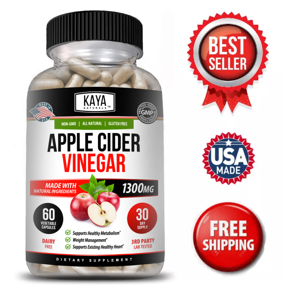 Apple Cider Vinegar Capsules 60ct 1300mg Premium Weight Loss & Cleanse Detox