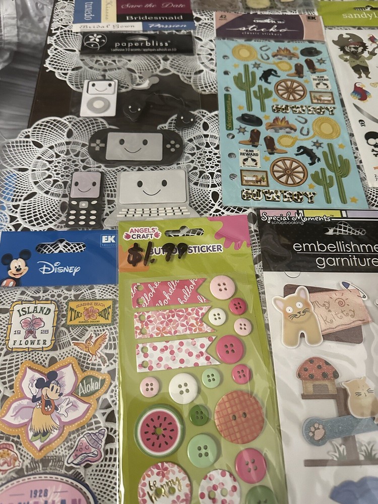 Scrapbook Stickers Supply Lot Vacations, Kids, Baby, Easter, Golf, Nature, New