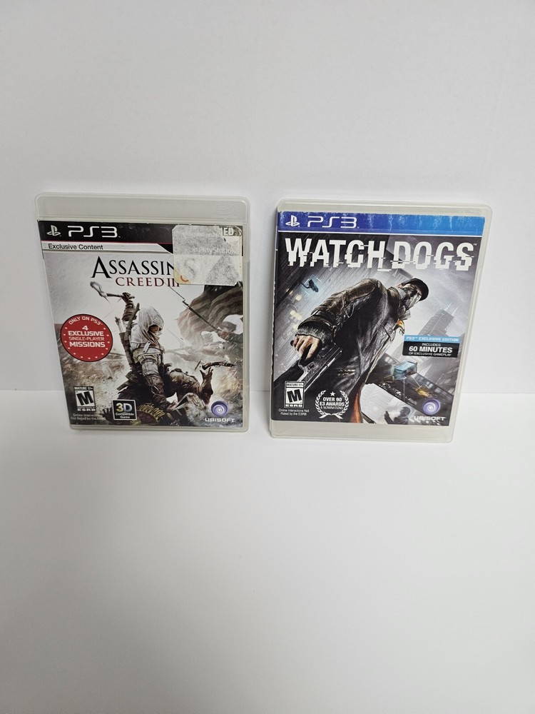 Watch Dogs (Sony PlayStation 3, 2014) Assassins Creed 3 Ps3 Bundle!