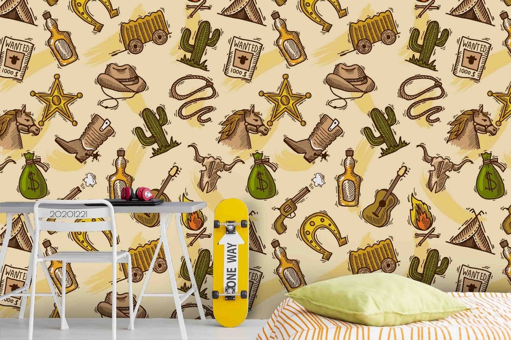 3D Cowboy Theme Pattern Wall Murals Wallpaper Murals Wall Sticker