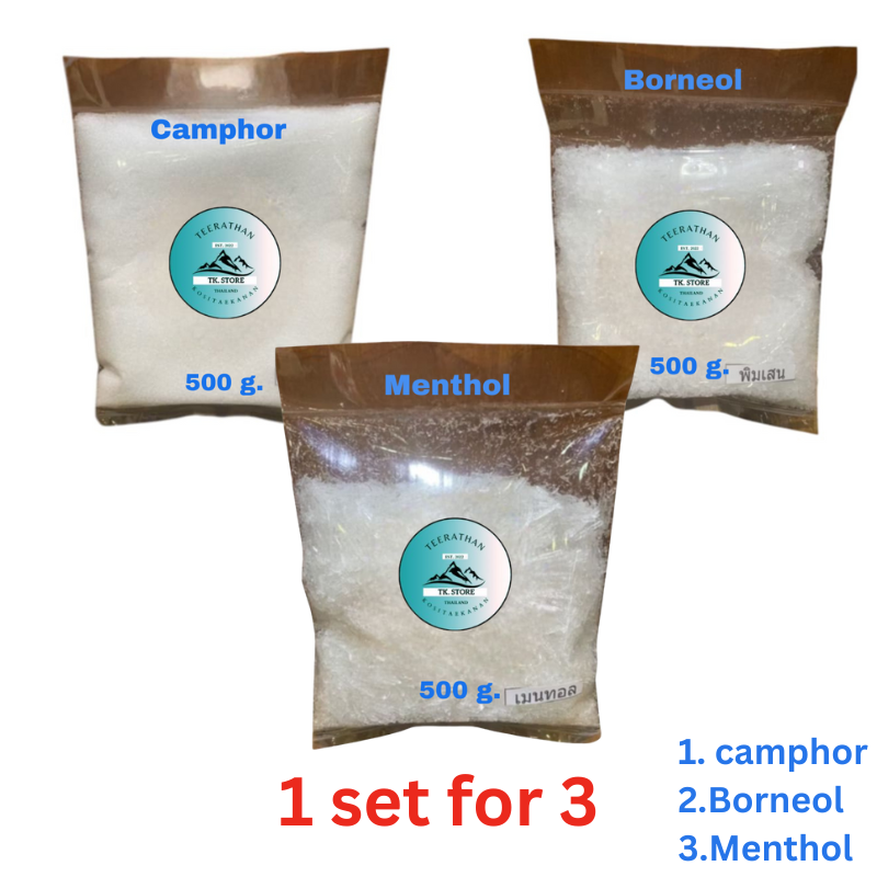 Camphor Borneol Menthol PURE Each one  500 g.