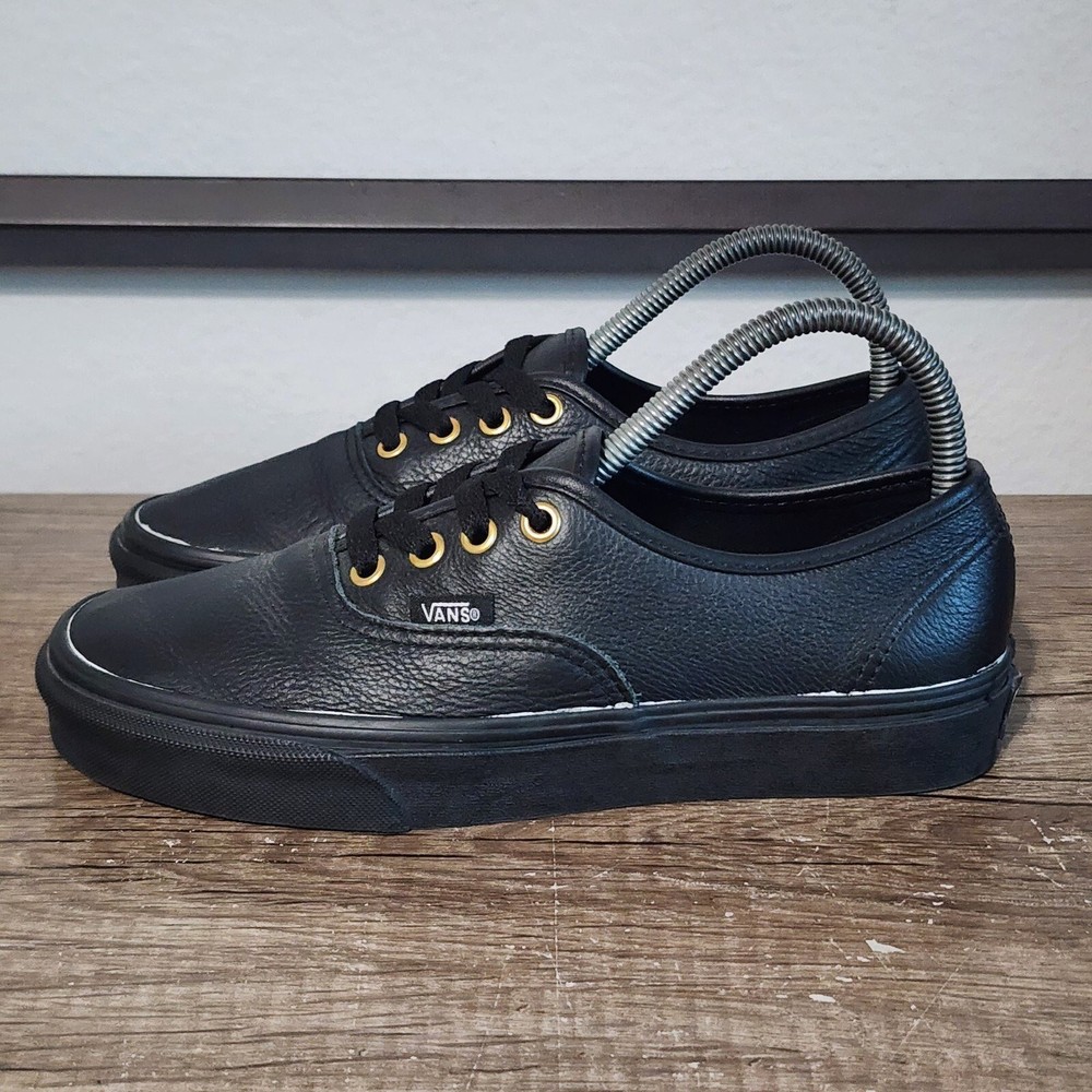 Vans Authentic Leather Women's Athletic Skate Shoes Size 7.5 Black