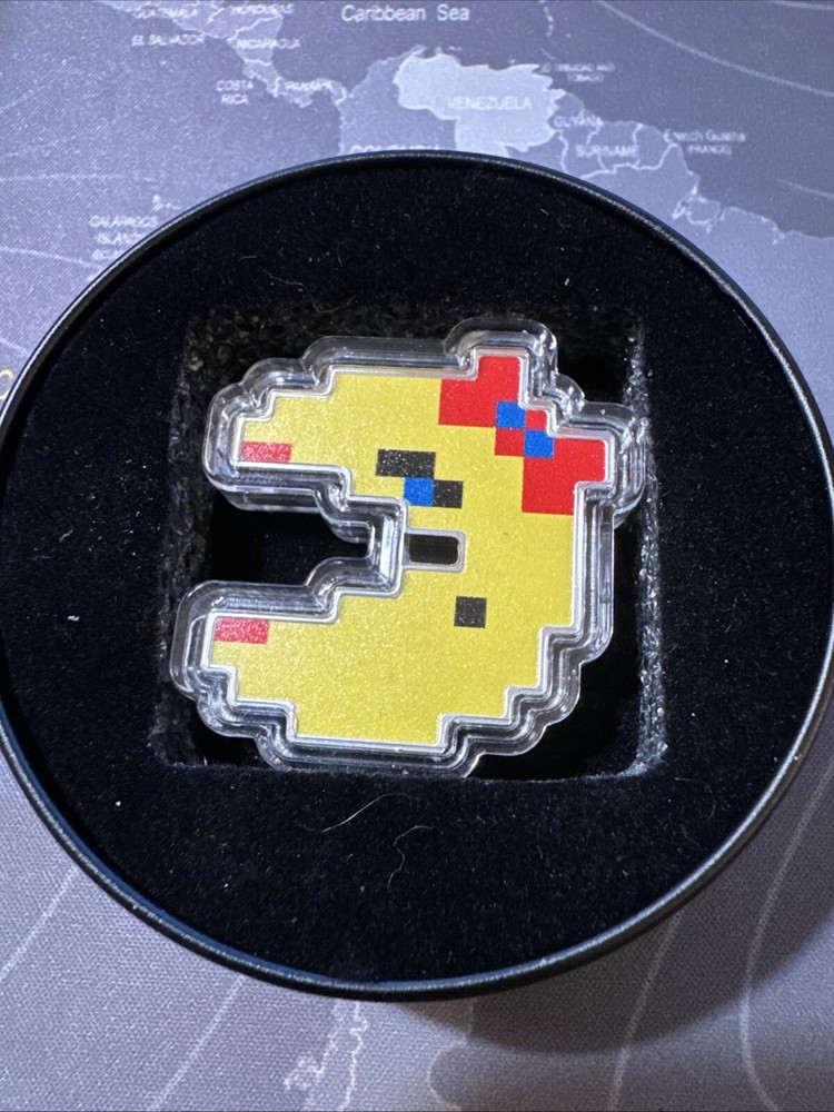 2022 Niue Colorized 1oz Silver Proof $2 Ms Pac-man Shaped Coin. Only 1000 Minted