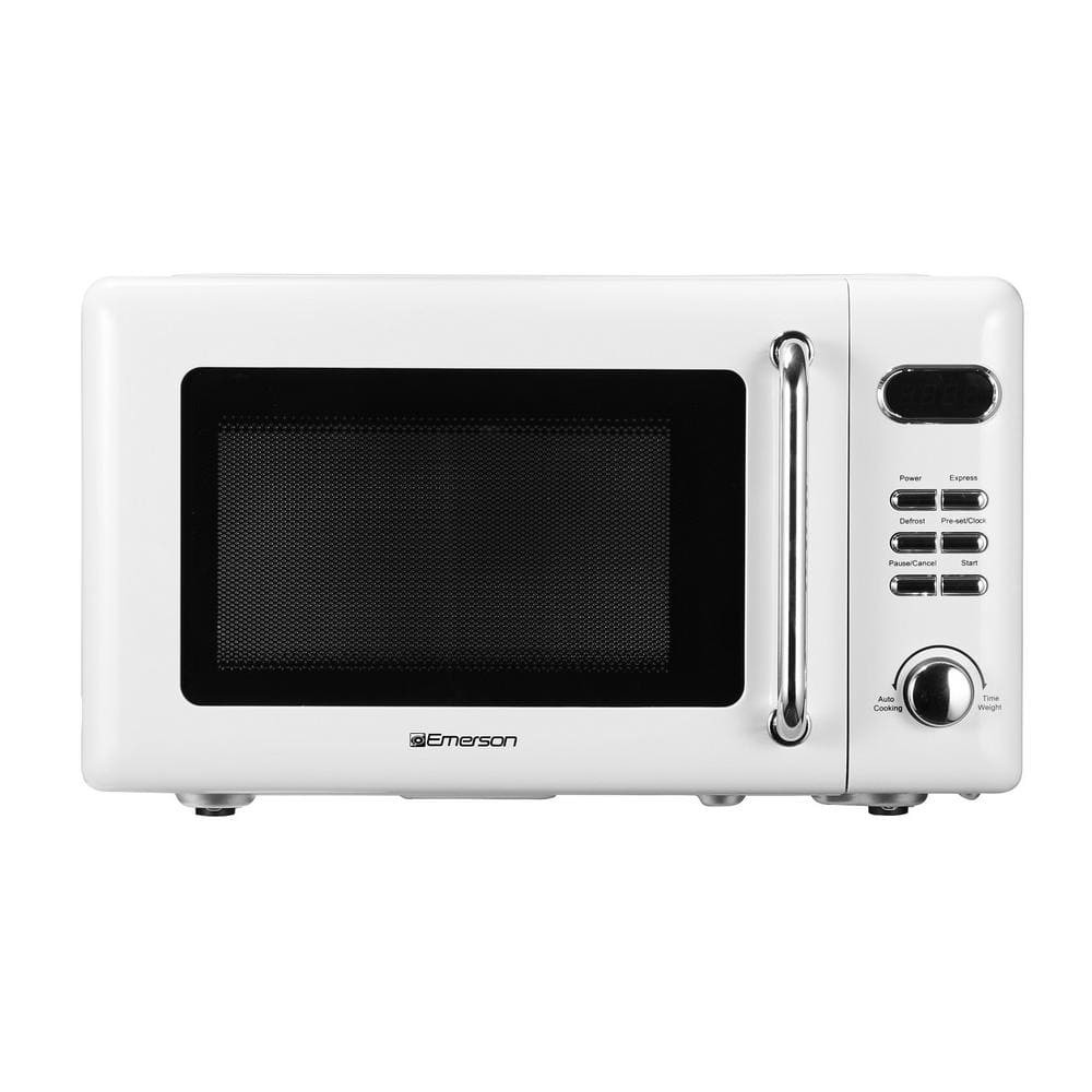Retro White 0.7 Cu Ft 700W Touch Control Microwave Oven
