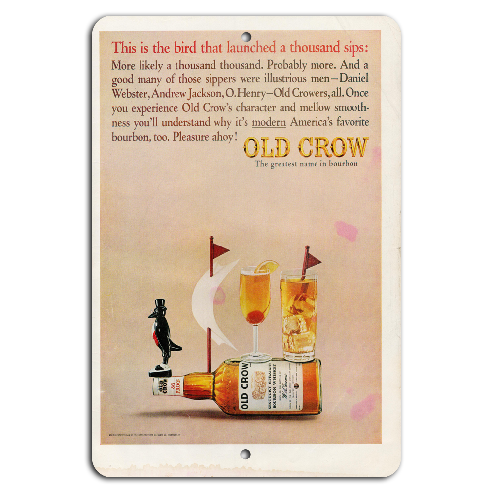 Vintage Old Crow Bourbon Sign: A Toast to Timeless Sips