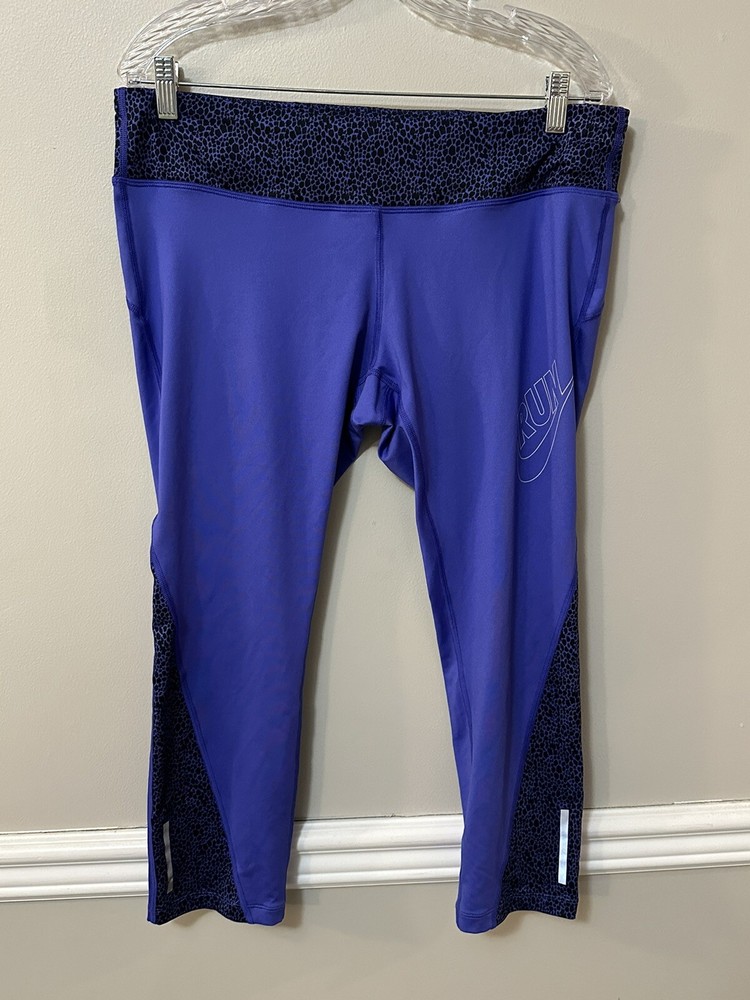 Nike Dri Fit Womens Running Leggings Compression purple Capris XL 708278