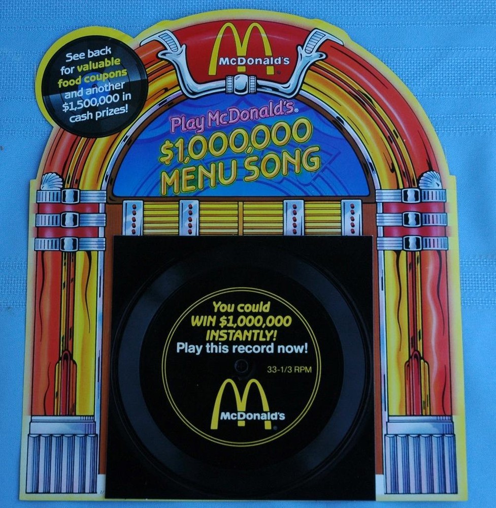 Unused Play McDonalds $1,000,000 Menu Song Coupon Advertisement-image