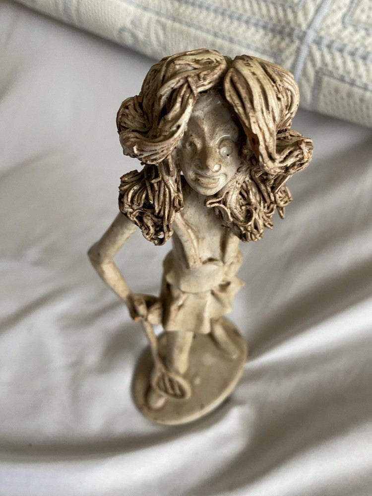 Italian Clay Sculpture Dino Bencini Vtg One of a Kind Woman Play Tennis Pottery