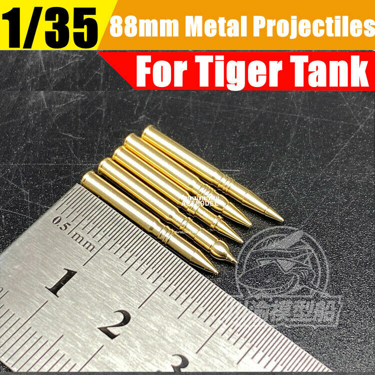 1/35 German Tiger Tank 88mm Metal Shells+Wooden Ammo Box Detail-up Kit 96PCS/Set