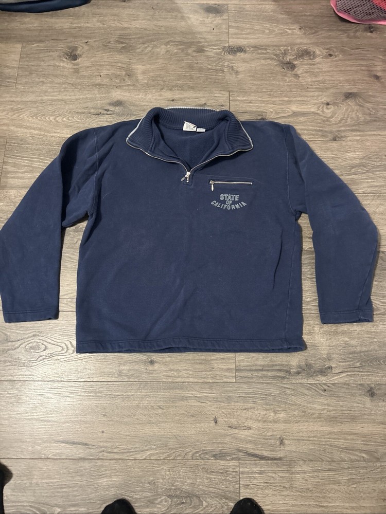 Vintage Levi’s Navy Blue Quarter Zip “state Of California” Size Medium