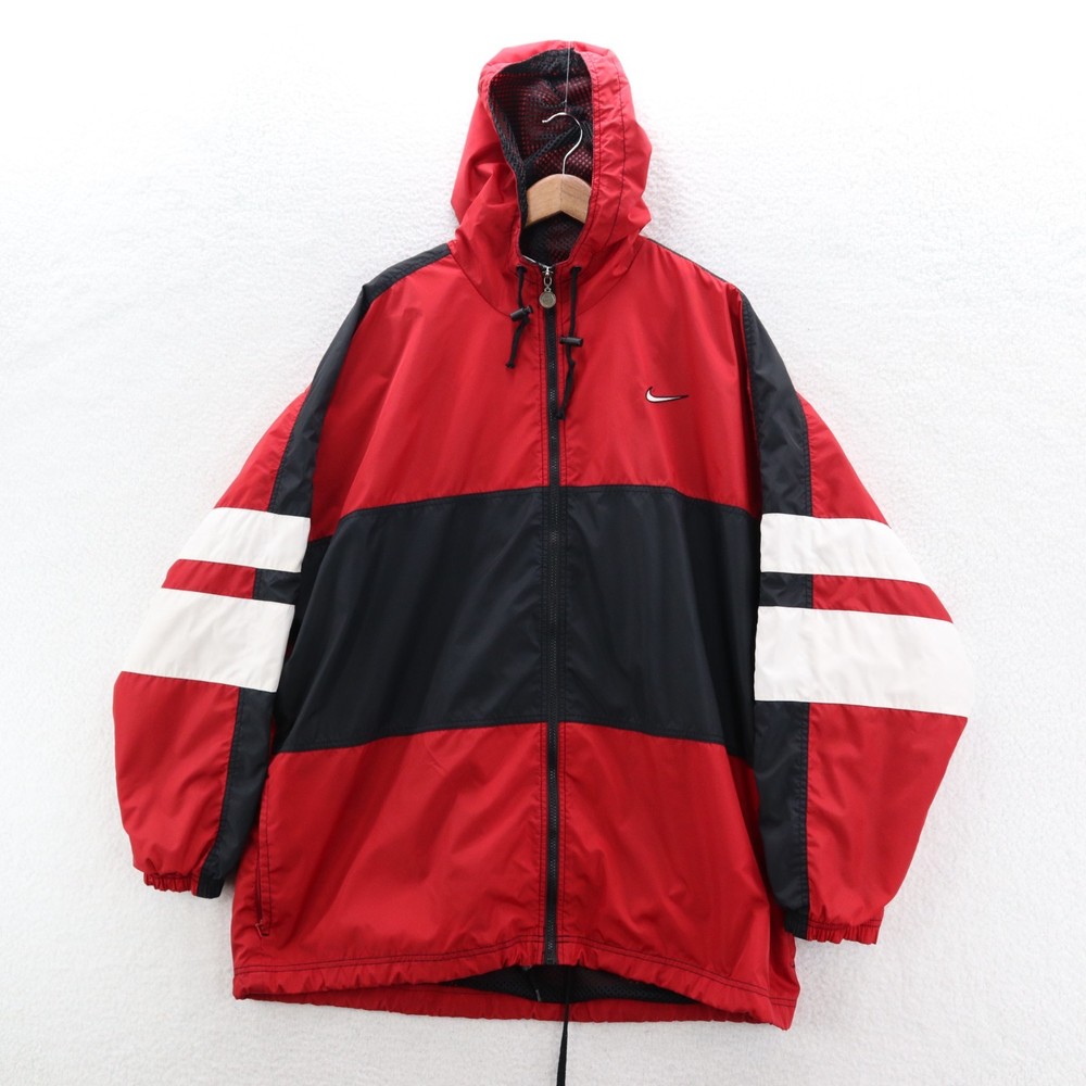 Vintage Nike Jacket Mens Red XL Colorblock Swoosh Logo 90s White Tag Streetwear