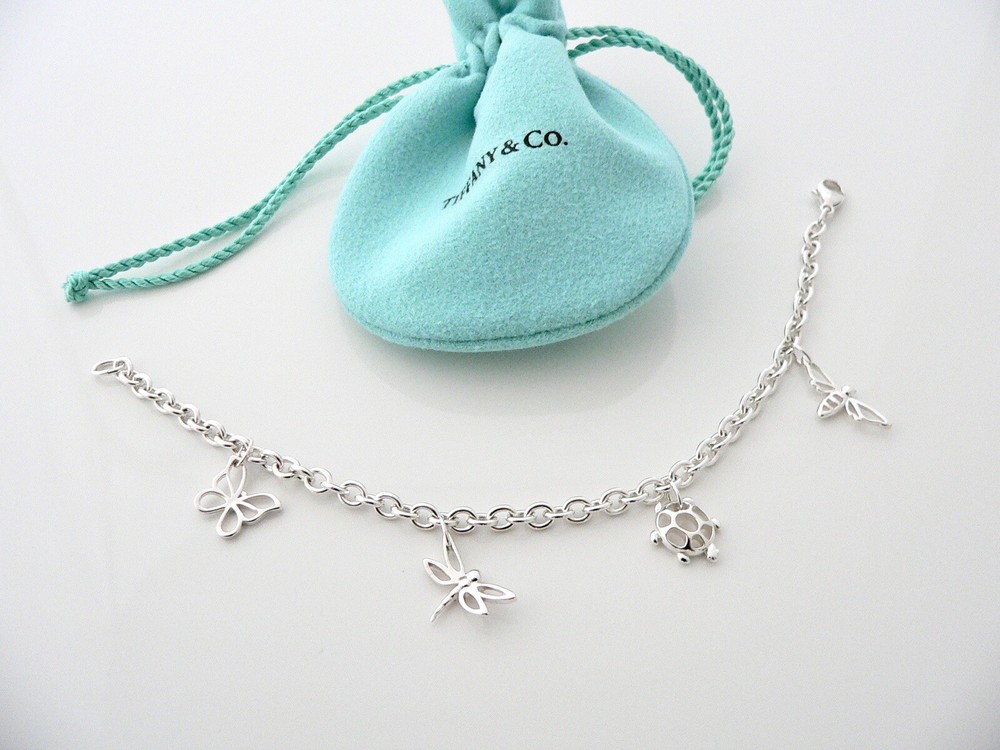 Tiffany & Co Sterling Silver Butterfly Dragonfly Bangle Bracelet for Nature Lovers