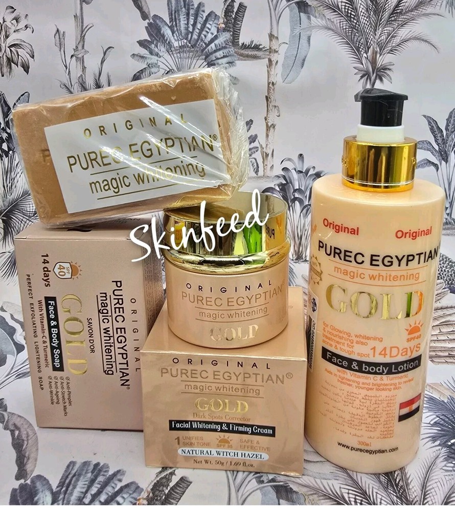 Original PureC egyptian gold  lotion, face cream & exfoliating soap