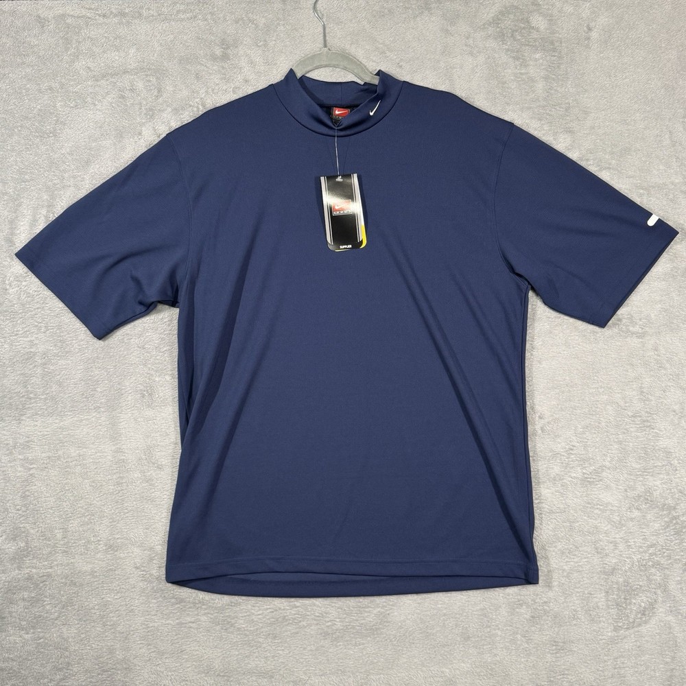 Nike Team VTG Y2K Dri-FIT Commander Mock Neck Shirt Men L Training Navy 2003 NEW