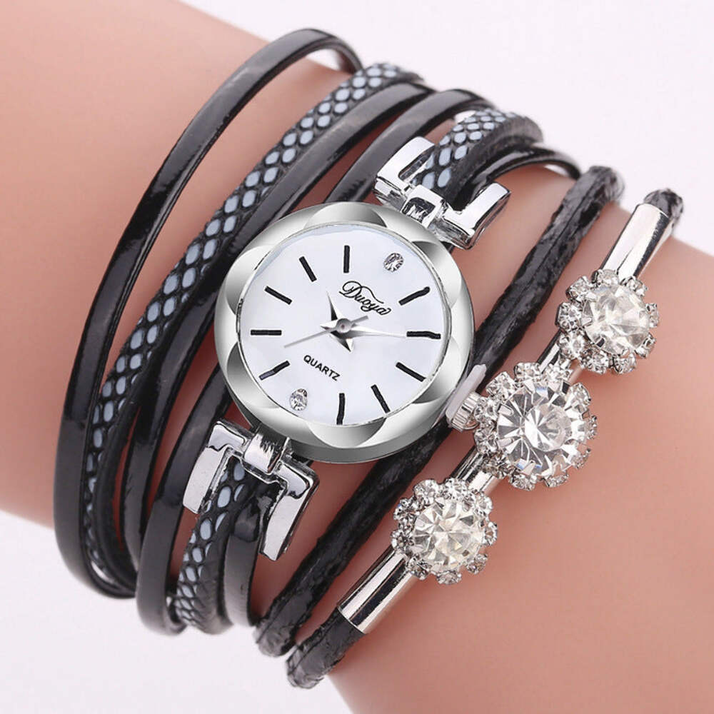 Crystal Quartz Bracelet Watch with Round Dial for Women