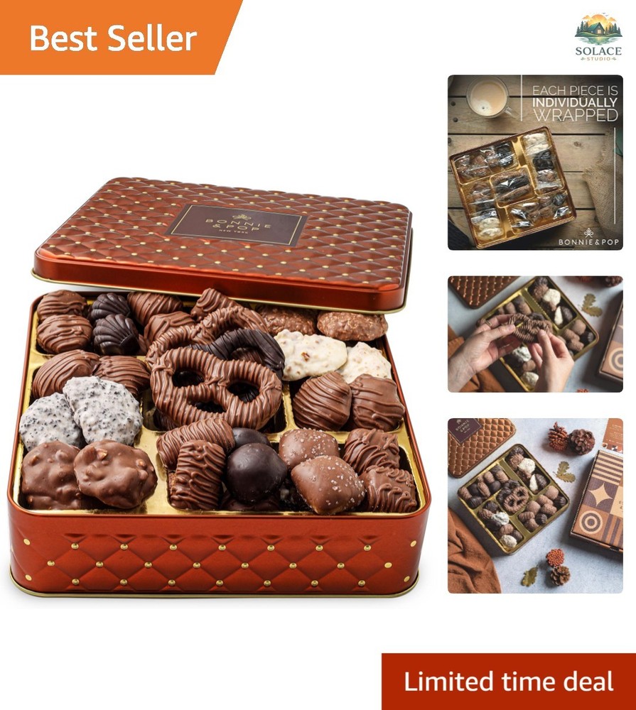 Elegant Chocolate Gift Tin - 15 Best-Selling Flavors, Ideal for Gifts & Sympathy