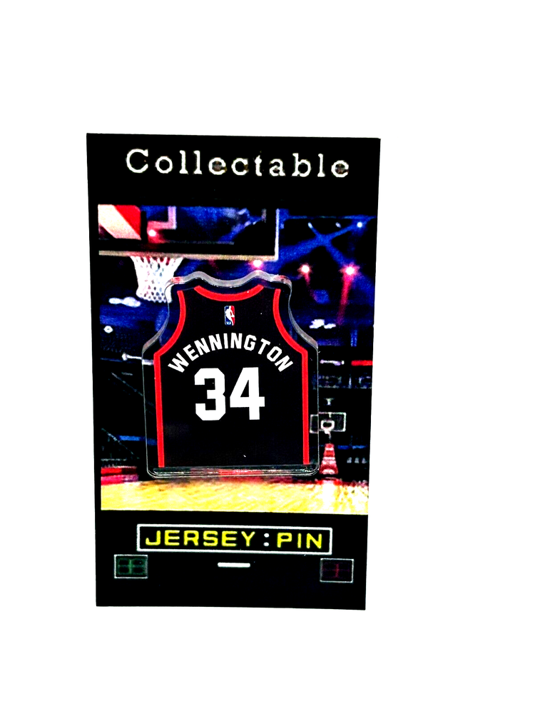 Vintage Chicago Bulls Bill Wennington Jersey Lapel Pin - Retro Collectible with Free Shipping