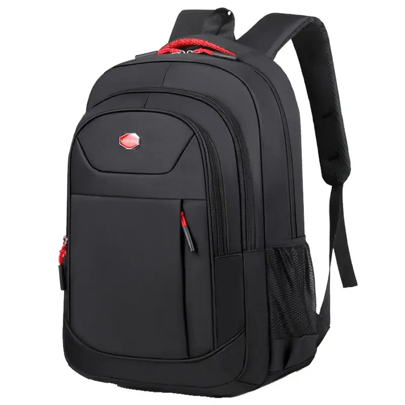 Black Travel Backpack Unisex Large Capacity Work School Bag Zippers Durable