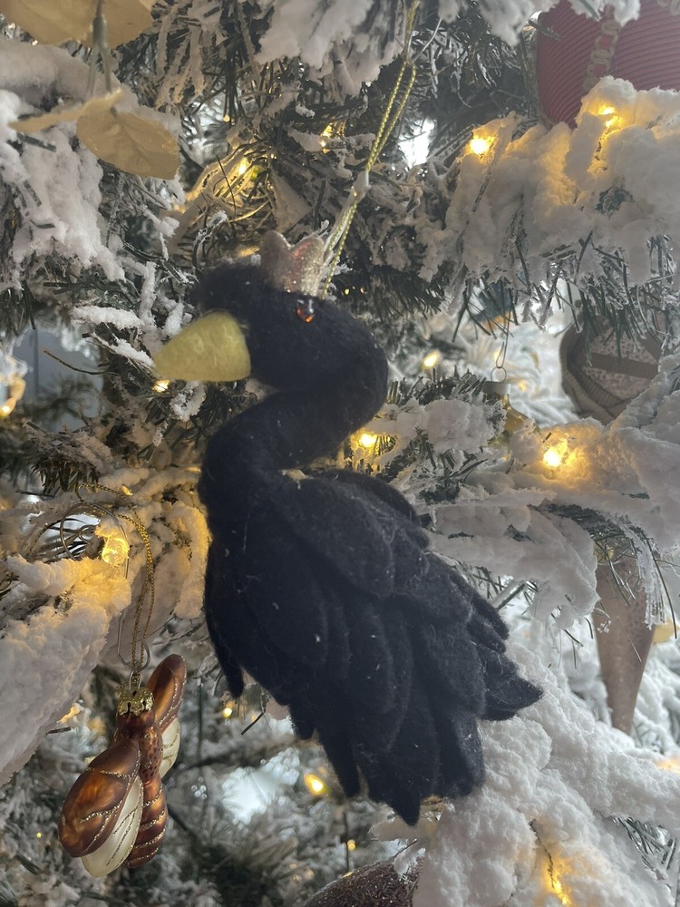 Altar’d State Gold Crowned Black Swan Ornament Felted