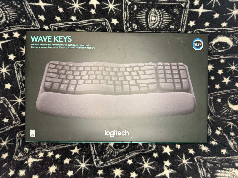 Logitech Wave Keys Wireless Ergonomic Keyboard Black Brand New Sealed