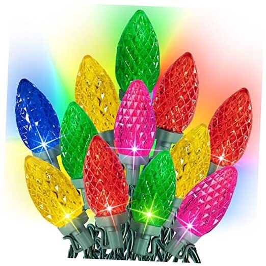 66ft C9 Christmas LED String Lights - 100 Multicolor Waterproof Connectable Lights for Holiday Decor