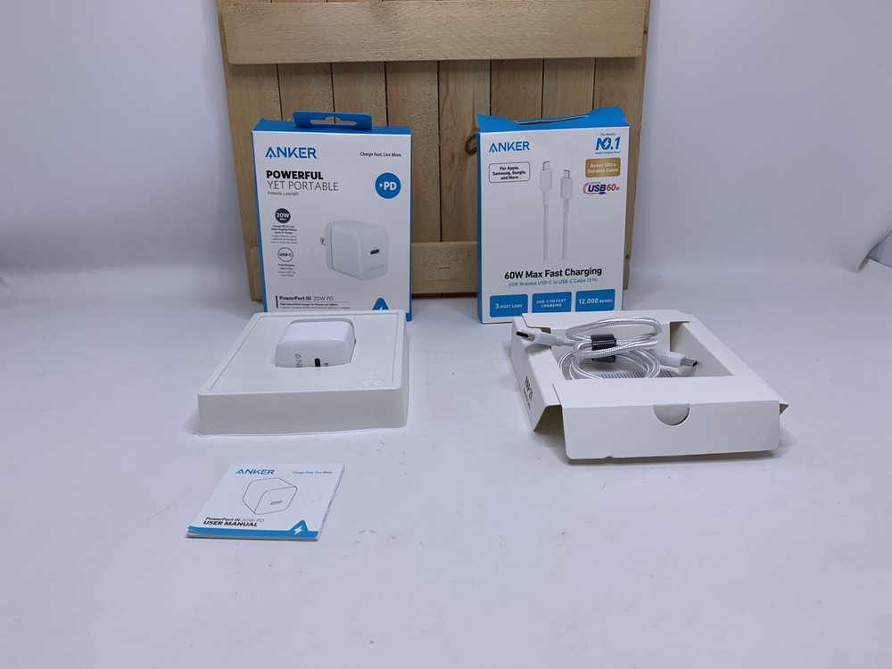 Anker PowerPort III 20W PD High-Speed USB-C Wall Charger & 3' USB C To C