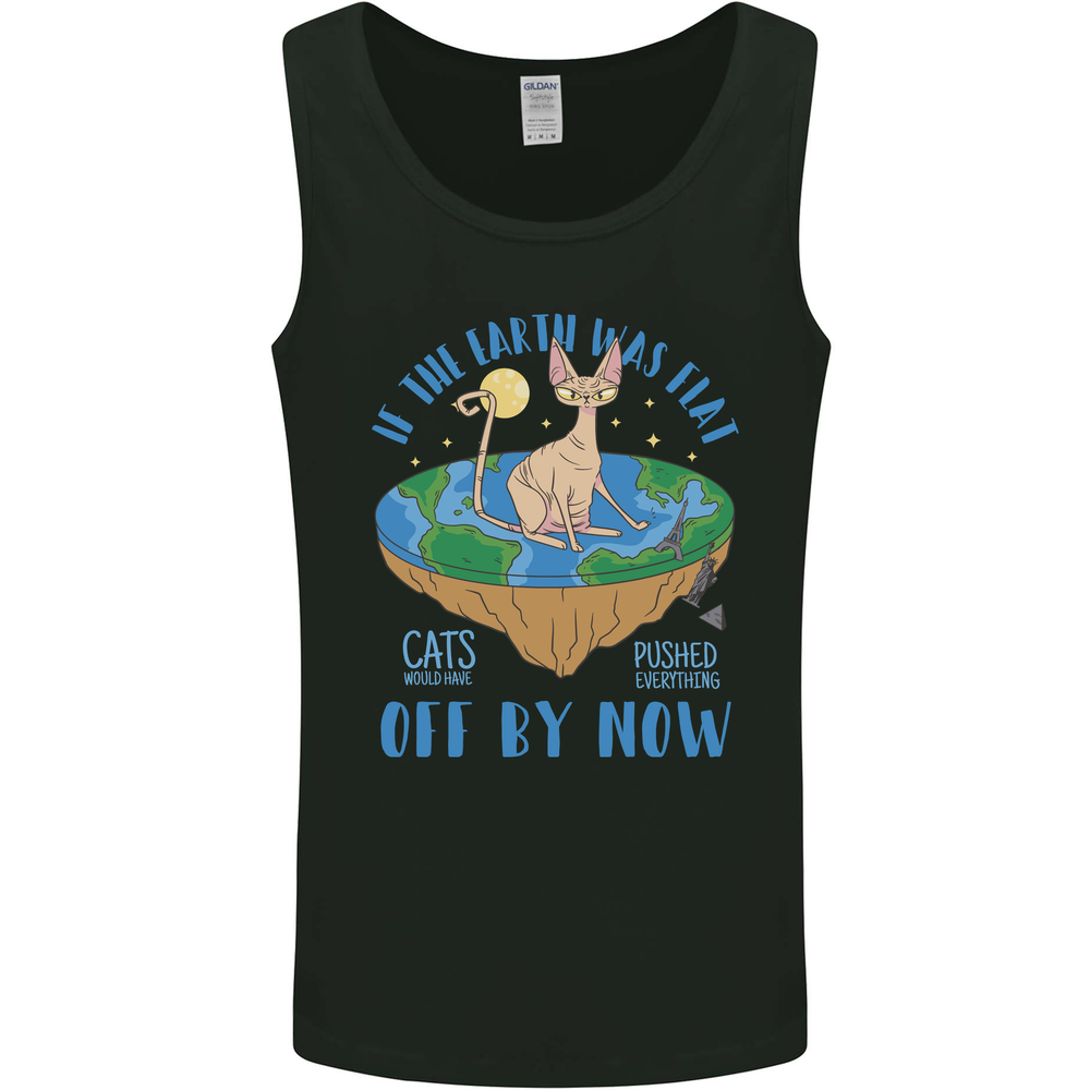 If the Earth Was Flat Funny Cats Society Mens Vest Tank Top