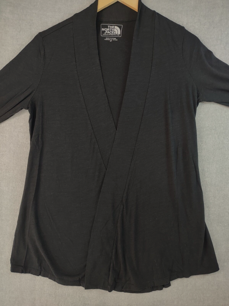 North Face Jacket Women Small Black Cardigan Open Kimono Long Sleeve Lightweight