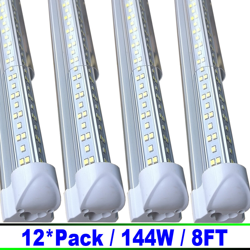8Ft Integrated LED Tube Light Bulbs 144W 6500K LED Shop Light Fixture 12 Pack