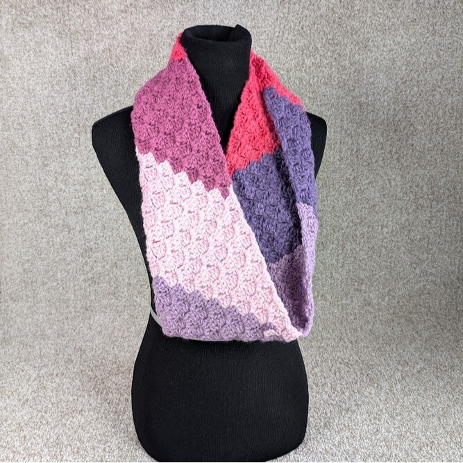 Crochet Infinity Scarf Neck Warmer in Violet Vision Winter Handmade Accessory