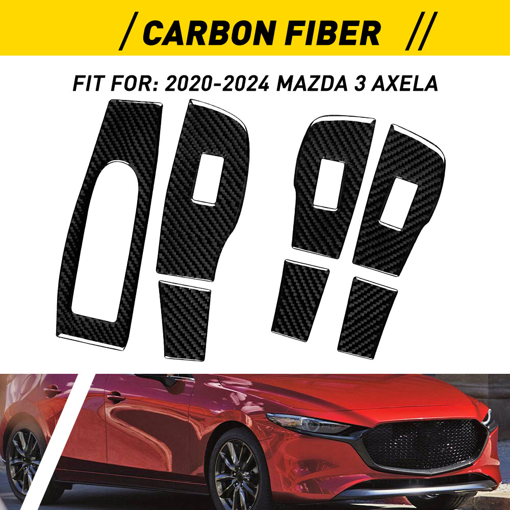 Fit Mazda Axela 3 2020 Carbon Fiber Window Lift Panel Swtich Trim Sticker LHD