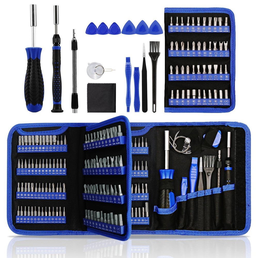 Precision Screwdriver Set with 172 Pieces Including 156 Bits for Electronics Repair