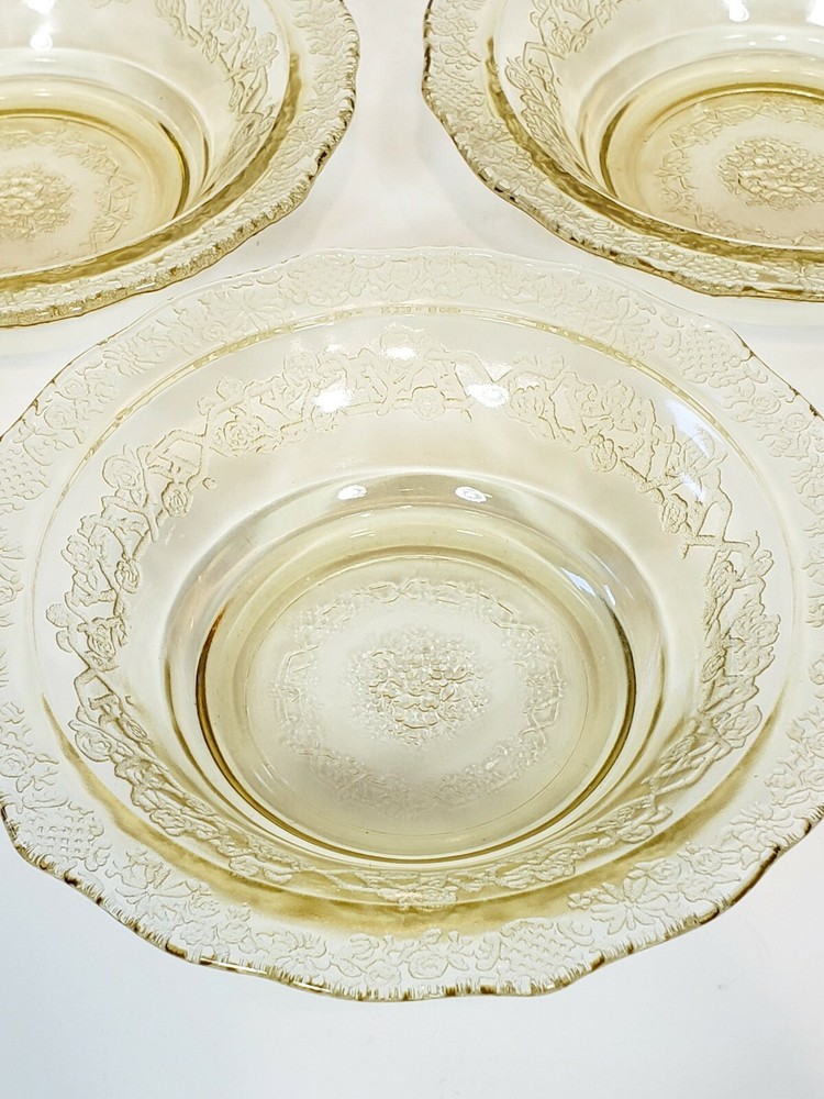 3 Federal Glass Co. Normandie Bouquet Yellow  5