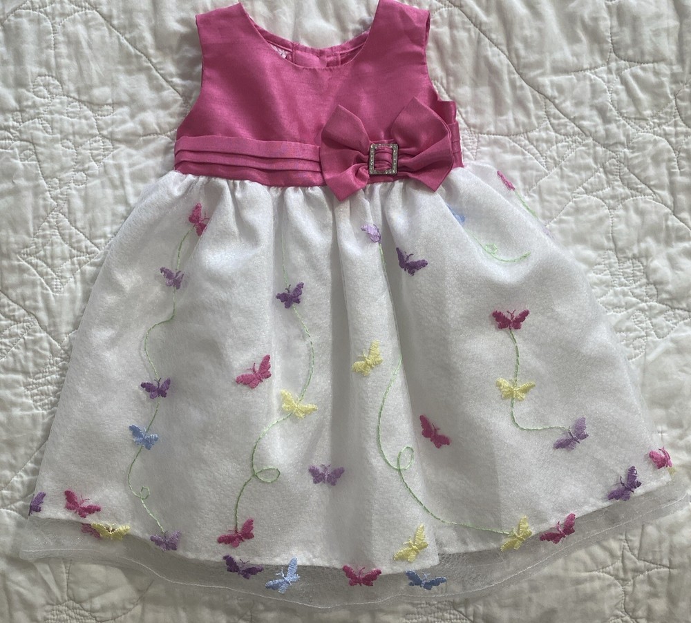 Infant Girl's Spring Easter Sleeveless Butterfly Dress, 12 Months