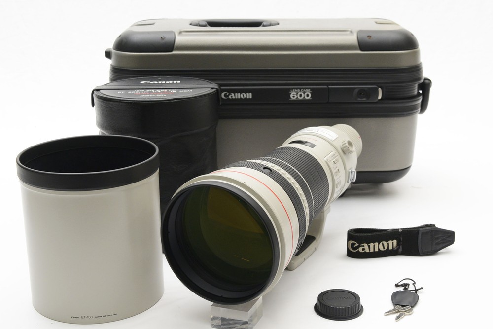 Canon EF 600mm F4L IS USM Lens Case with Leather Cap from Japan - Mint Condition