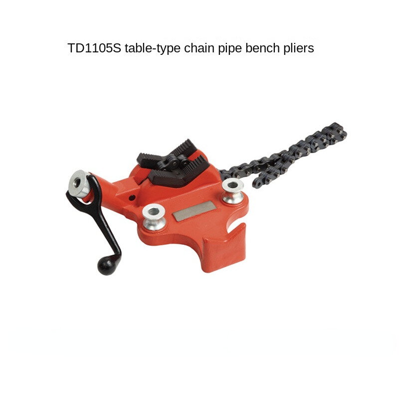 Heavy-Duty Benchtop Chain Pipe Vise with Cast Iron Base for Secure Clamping