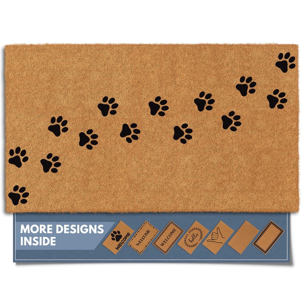 Natural Coco Coir Heavy Duty Backing Doormat - Large Cute Non-Slip Front Door...